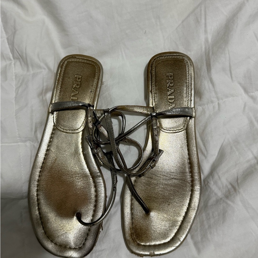 Prada Gold Women's Sandals 35 1/2 35.5 5 1/2